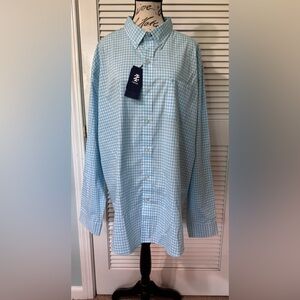 Izod Blue Casual Gingham Button Down Shirt